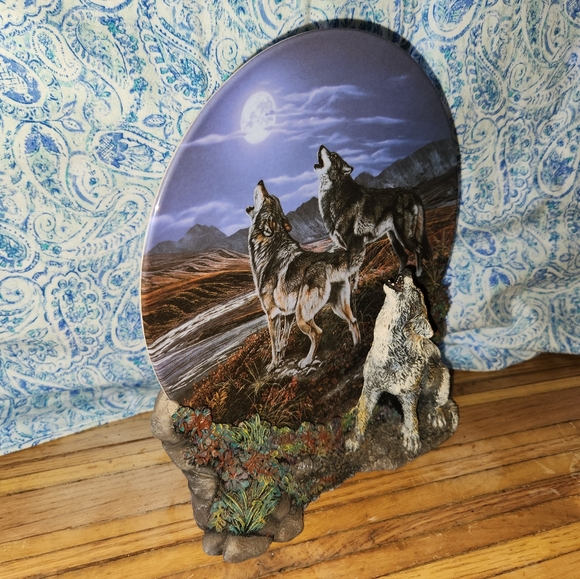 MIDNIGHT SERENADE Realm of the Wolf 3D PLATE Al Agnew Wolves 1997 Hamilton - Picture 3 of 8